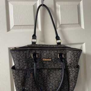 Calvin Klein Black and Tan Signature Tote
